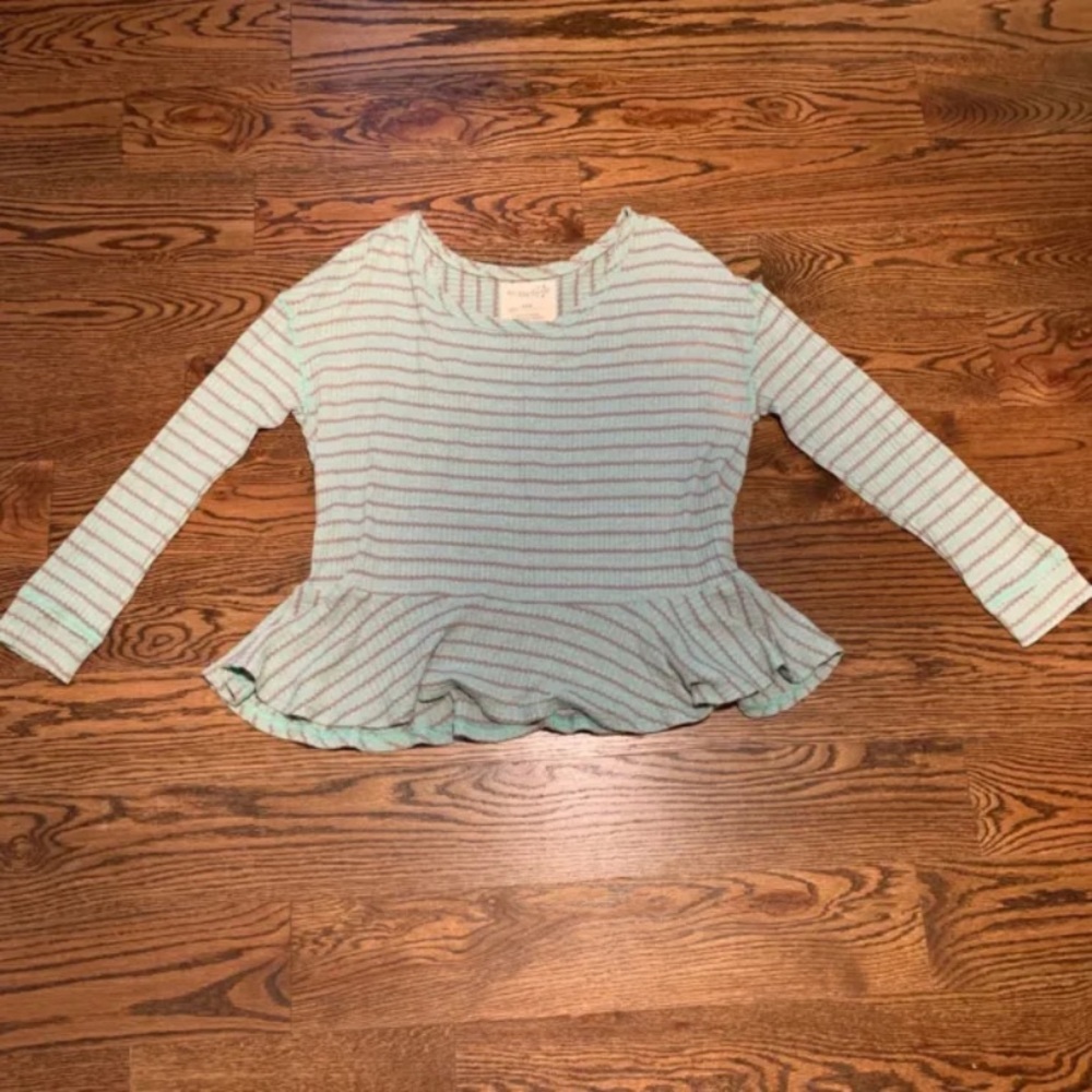 We The Free Free People Womens Striped Shirt Top, Boat Neck, Size Large